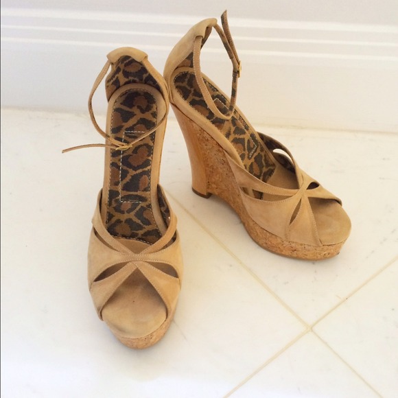 Beige Suede Wedges Size 7