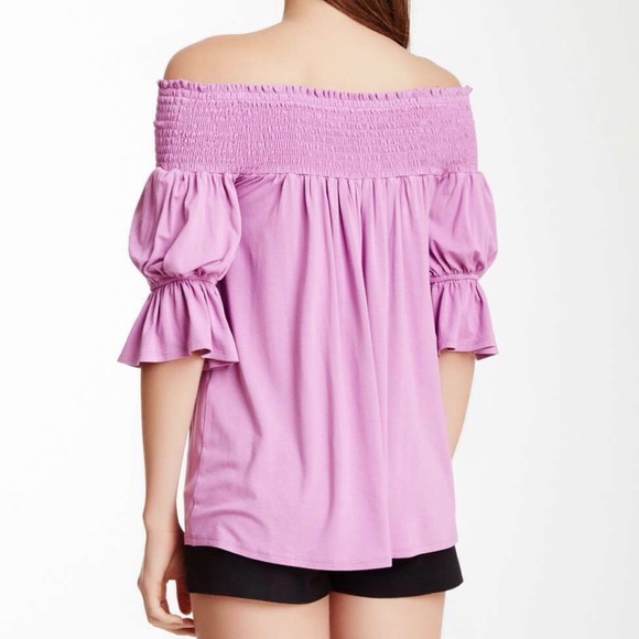 Light Violet Off-the-Shoulder Flowy Top - Picture 2 of 5