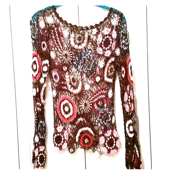 Crochet, long slev, festival top/cover up