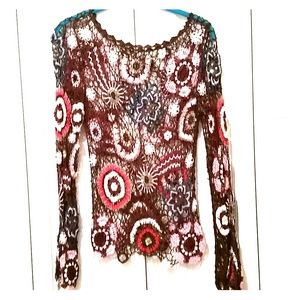 Crochet, long slev, festival top/cover up