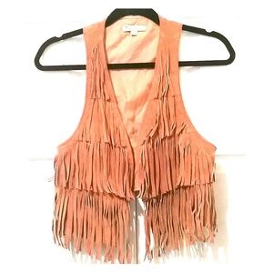 Tasseled, light brown, 100% leather vest!