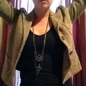 Tweed blazer with big brown buttons