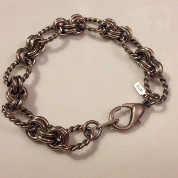 14kt wgp twisted cable chain link charm bracelet