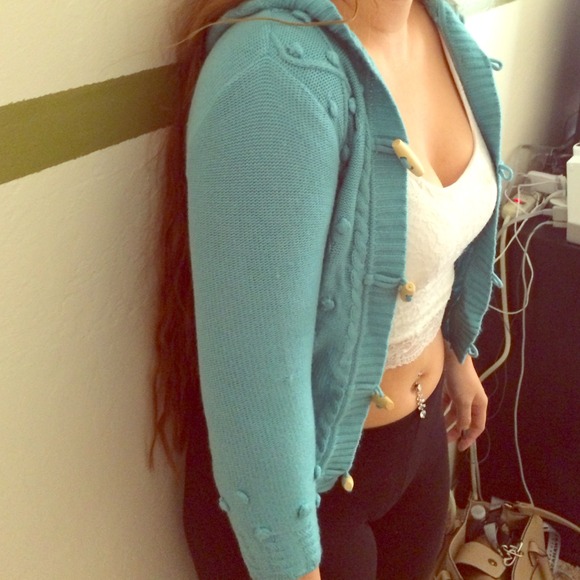 Cute Blue Knit Cardigan !