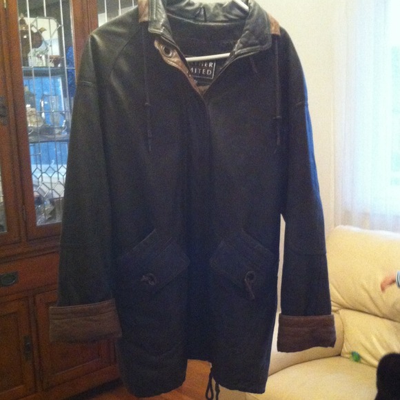 Long winter leather coat