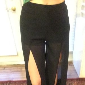 Slit open black chiffon pants (never worn)