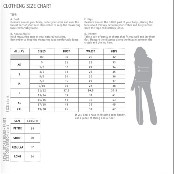 Ladies size chart #sizechart