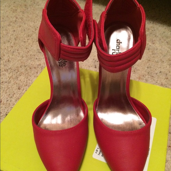Women's high heel red shoes.