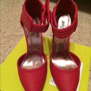 Women's high heel red shoes.