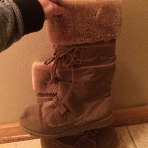 Cute Brown Faux Fur Boots