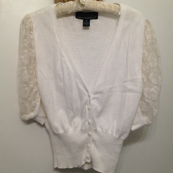 Ivory lace sleeves cardigan