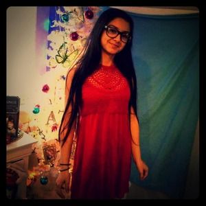Red halter dress
