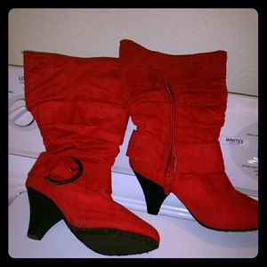 Red wide calf  boot