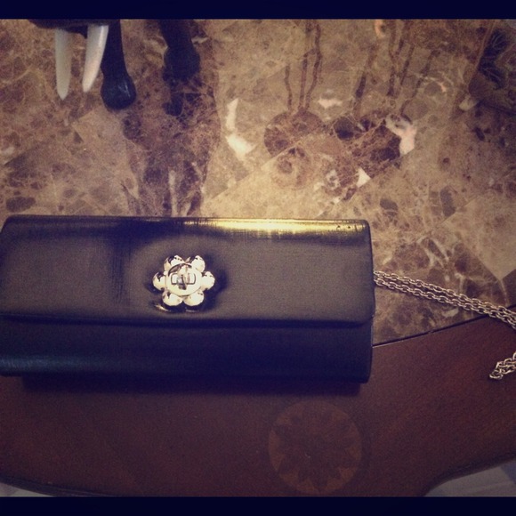 Black flower clutch nwt