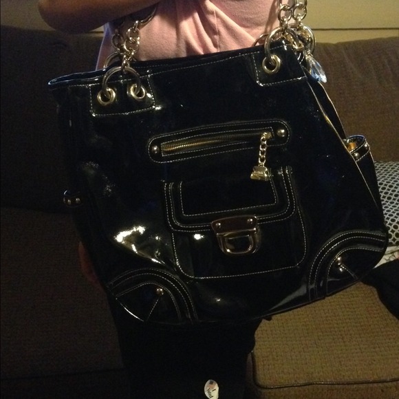 Kathy Black Patent Leather Handbag
