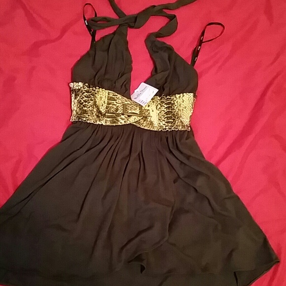 Brand new halter top with attached python belt - Picture 1 of 3