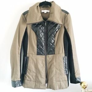 NY&CO army green and leather jacket