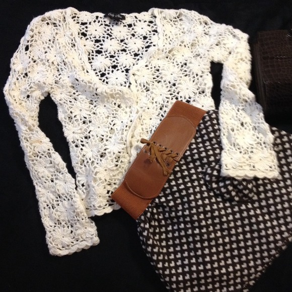 white crochet  cardigan