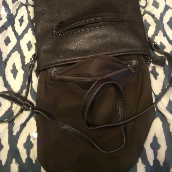 Dark brown, silver studded crossbody purse. - Picture 3 of 4