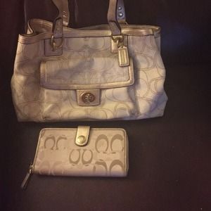 Cream and gold pocketbook and wallet