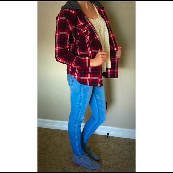 🚨SOLD🚨 Flannel Button Up With Hood