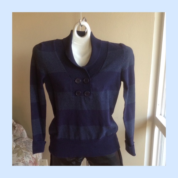 Navy Striped Sweater. - Picture 3 of 3