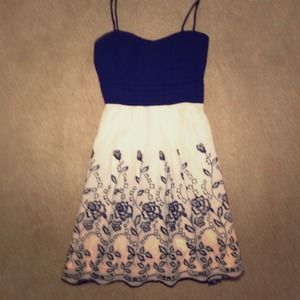 Cute white and navy blue dress!(: