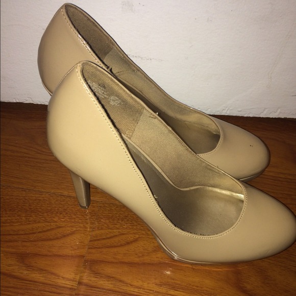 Tan colored high heel shoes