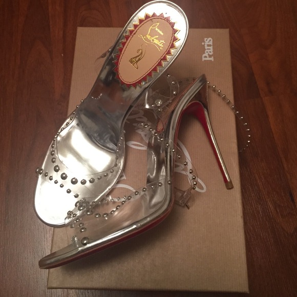 Christian Louboutin strait clear silver beaded - Picture 1 of 4