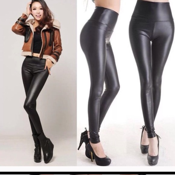 Pants - High waist Faux Leather Legging One Size Fits SML