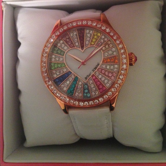 Betsey Johnson Colorful Gem Heart Watch