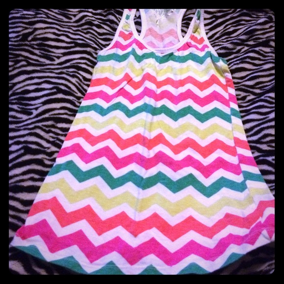 yellow, orange, pink, and green chevron racer back