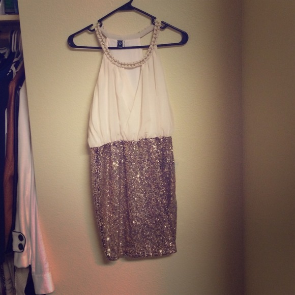 Beautiful sequin and off white dress