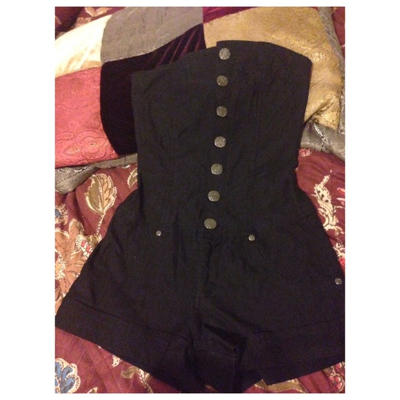 Dark colored jean romper