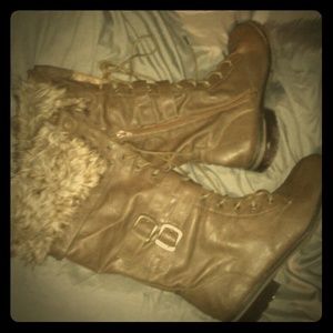 Mid Calf Boots with Faux Fur