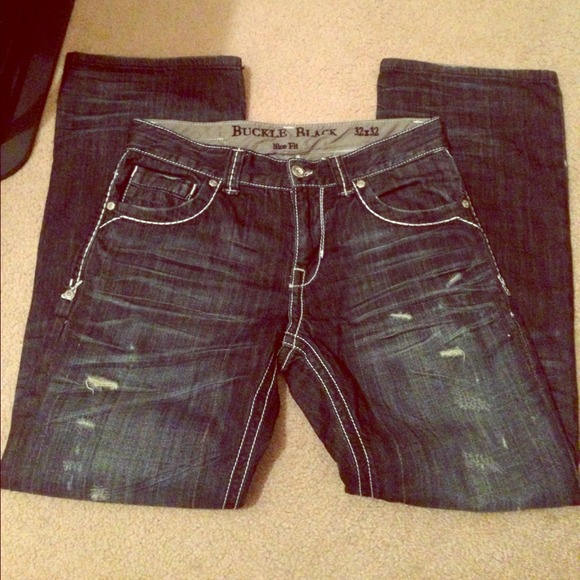 Men's Buckle Black Straight Jeans. 32x32