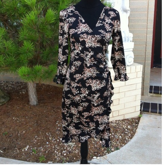 Jonathan Martin Ruffled Faux Wrap Dress