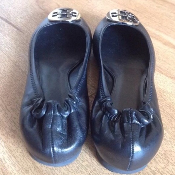 Tory Burch Silver/Black Reva Flats - Picture 2 of 4