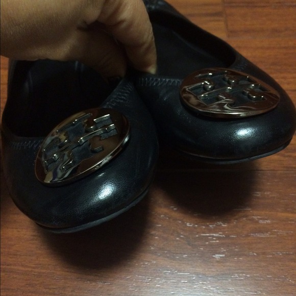 Tory Burch Silver/Black Reva Flats - Picture 3 of 4