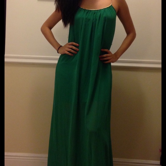 Green and gold dress