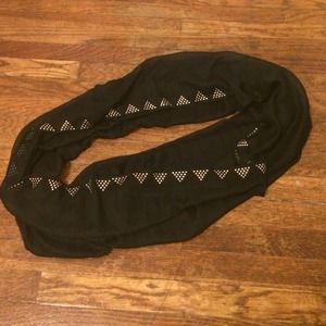 Black infinity scarf with embellished gold studs
