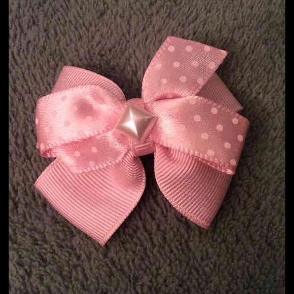 Small pink polka dot hair bow