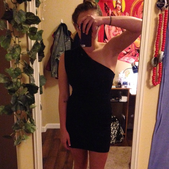 American apparel black one shoulder dress