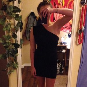 American apparel black one shoulder dress
