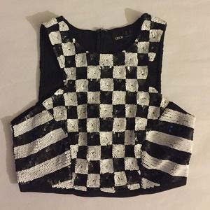 ASOS Sequined Checkered Crop Top