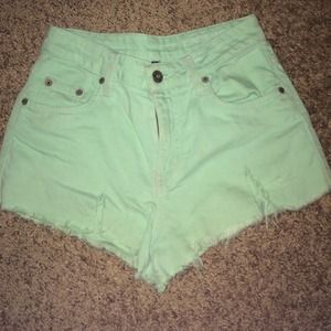 mint green CARMAR high waisted shorts