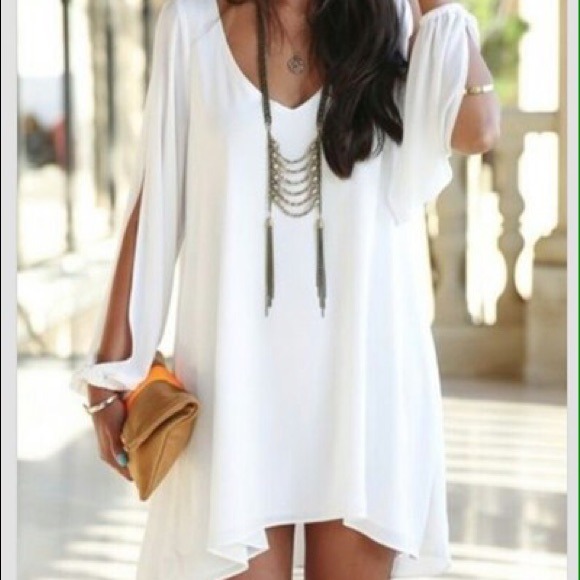 White goddess dress with open sleeves