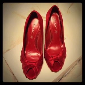 Satin Red Pumps