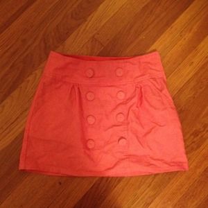 Coral button detail skirt with pockets!