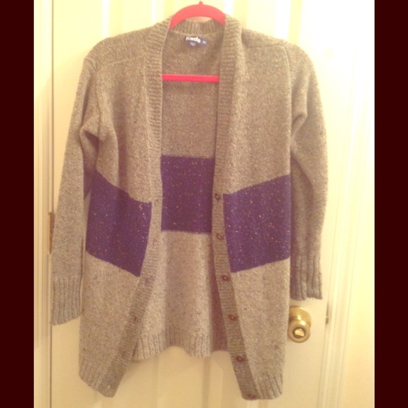 Grey and Navy Blue Cardigan